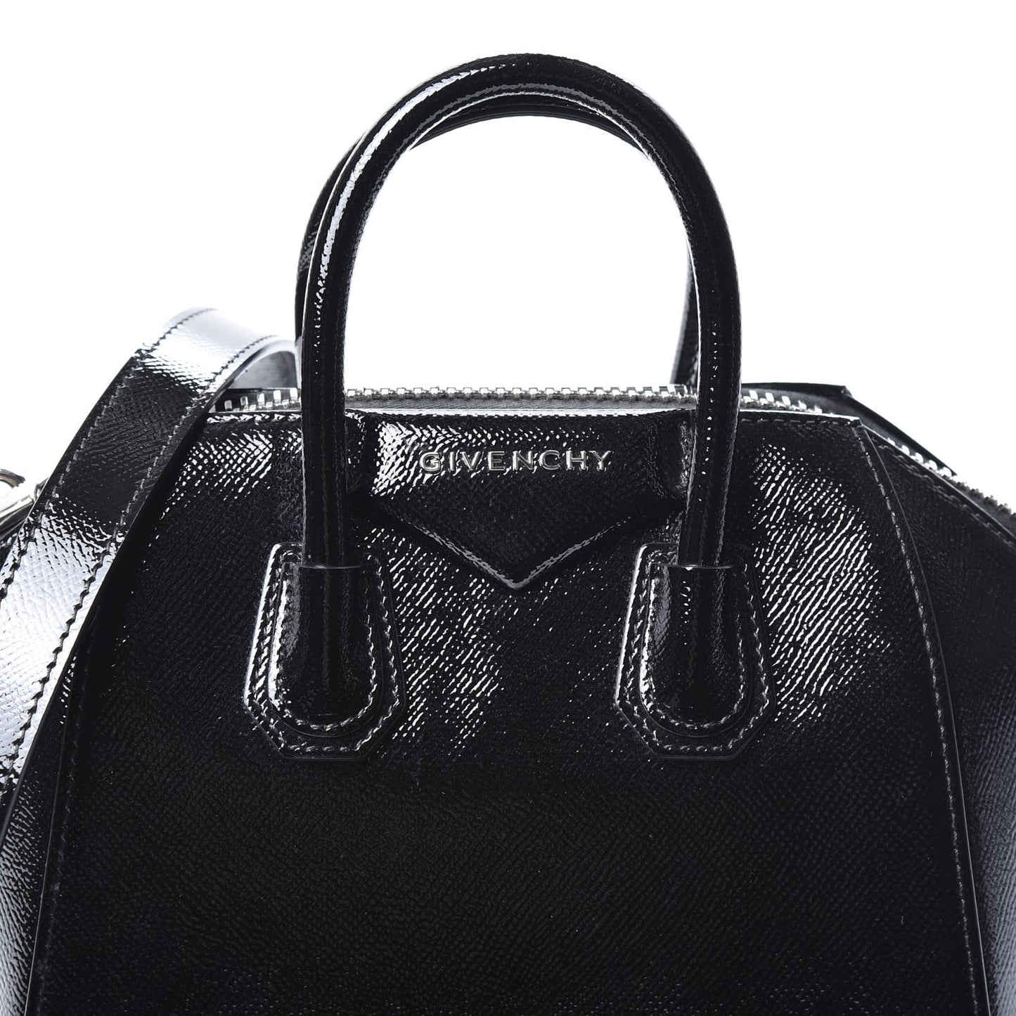 Textured Patent Calfskin Mini Antigona Black