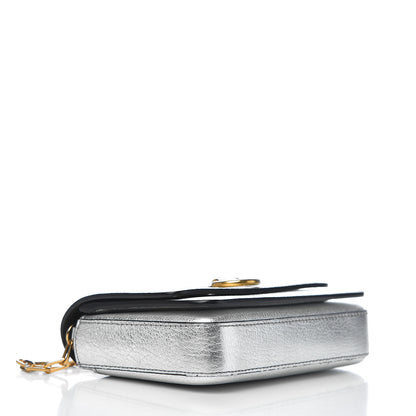 Burberry Metallic Hayes Goatskin D-Ring Mini Bag Silver 4 of 12