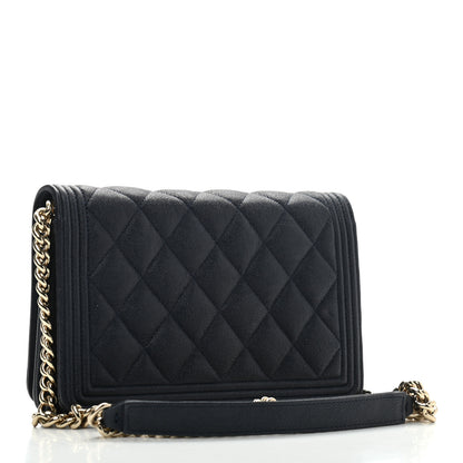 Chanel Caviar Quilted Boy Wallet On Chain WOC Navy 2 of 12