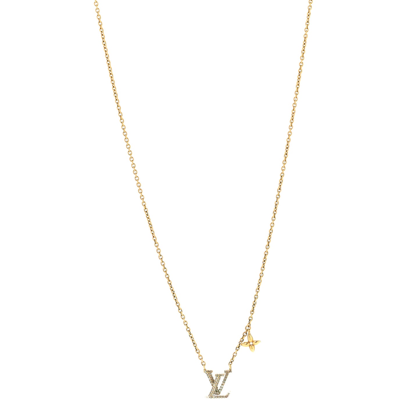 Metal Crystal LV Iconic Necklace Gold