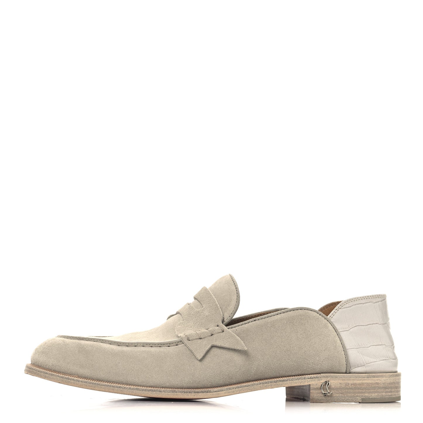 Veau Velours Mens No Penny Flat Loafers 42.5 Natural