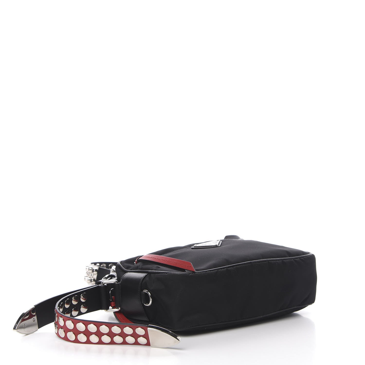 Prada Tessuto Nylon Studded New Vela Shoulder Bag Black Fuoco 4 of 11