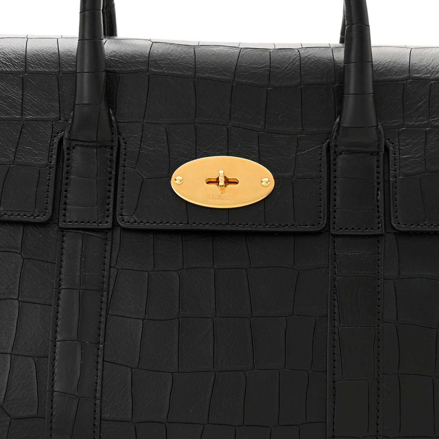 Calfskin Crocodile Embossed Bayswater Black
