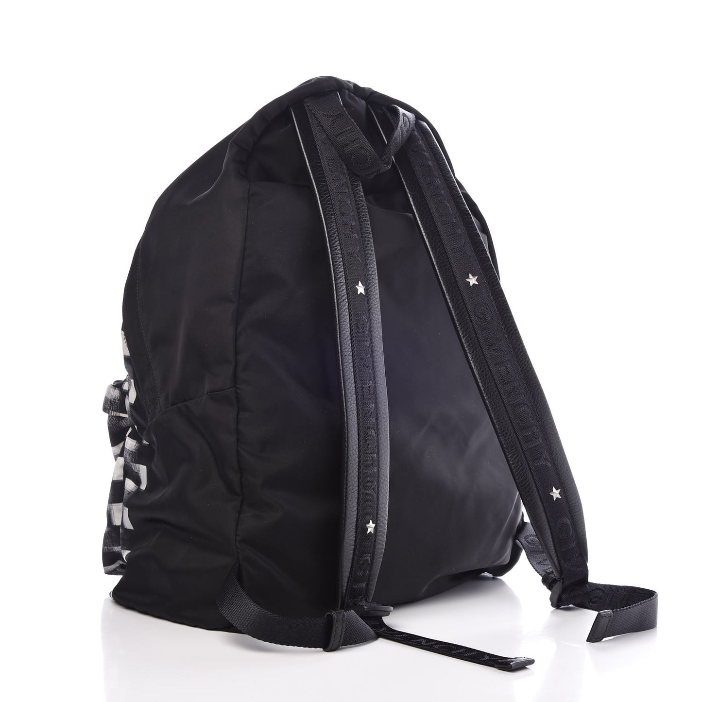 Nylon Calfskin Flag Print Backpack Black