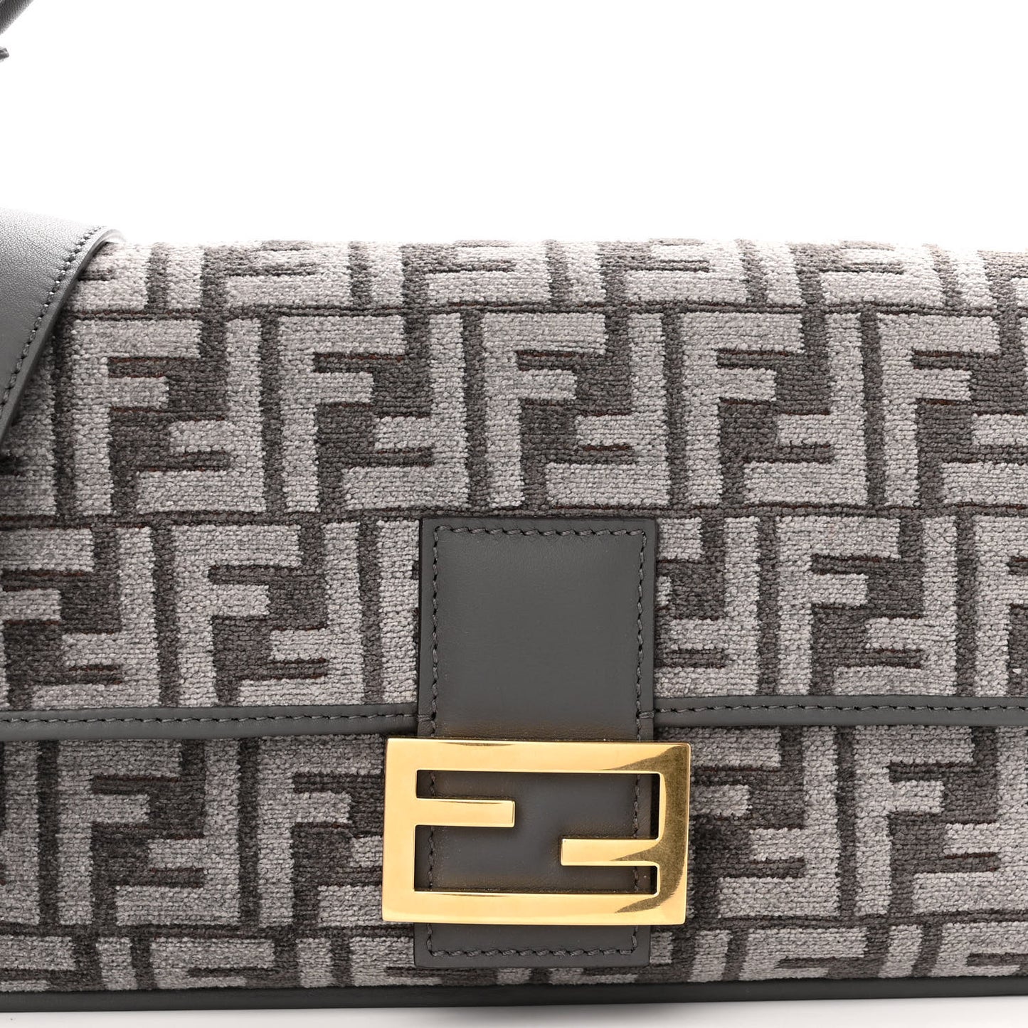 Chenille FF Embroidered Baguette Antracite Asfalto