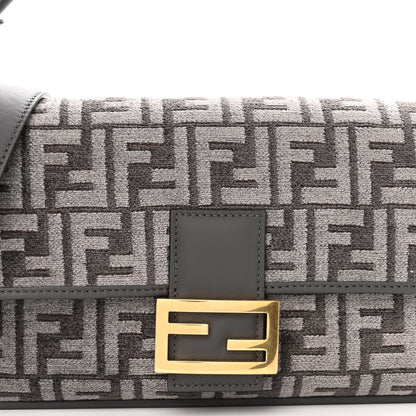 Fendi Chenille FF Embroidered Baguette Antracite Asfalto 7 of 9