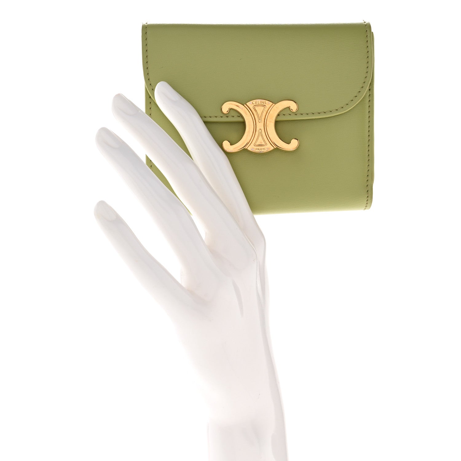 Celine Shiny Calfskin Small Triomphe Wallet Light Jade 2 of 8