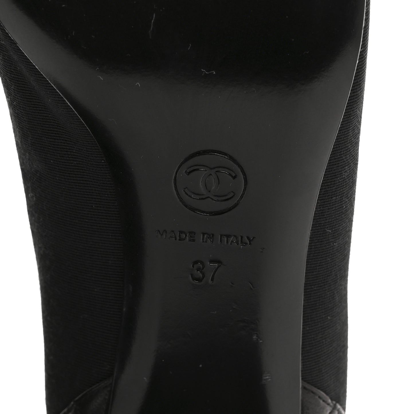 Nylon Lambskin Quilted Chain CC Pumps 37 Black