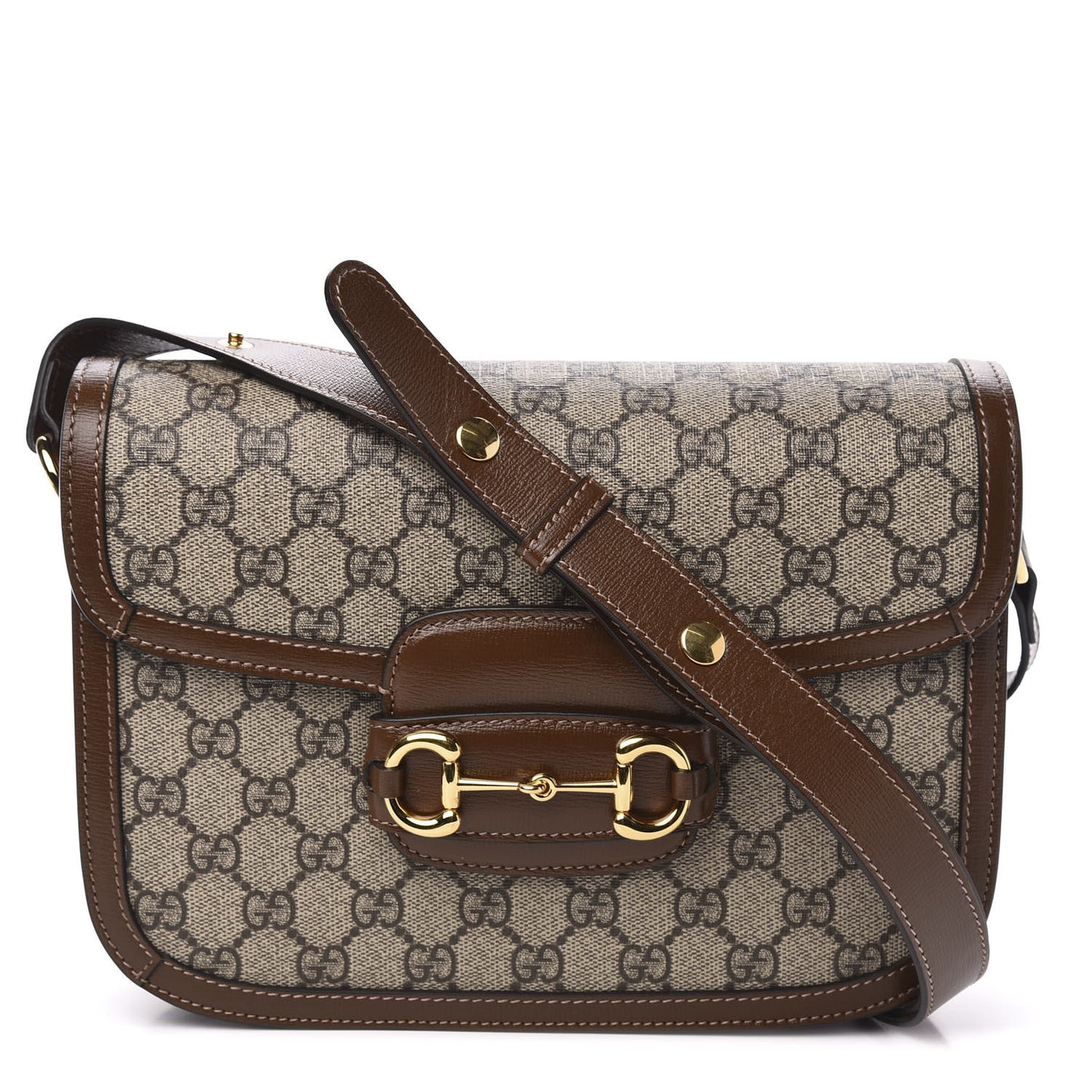 GG Supreme Monogram Horsebit 1955 Shoulder Bag Beige Brown Sugar