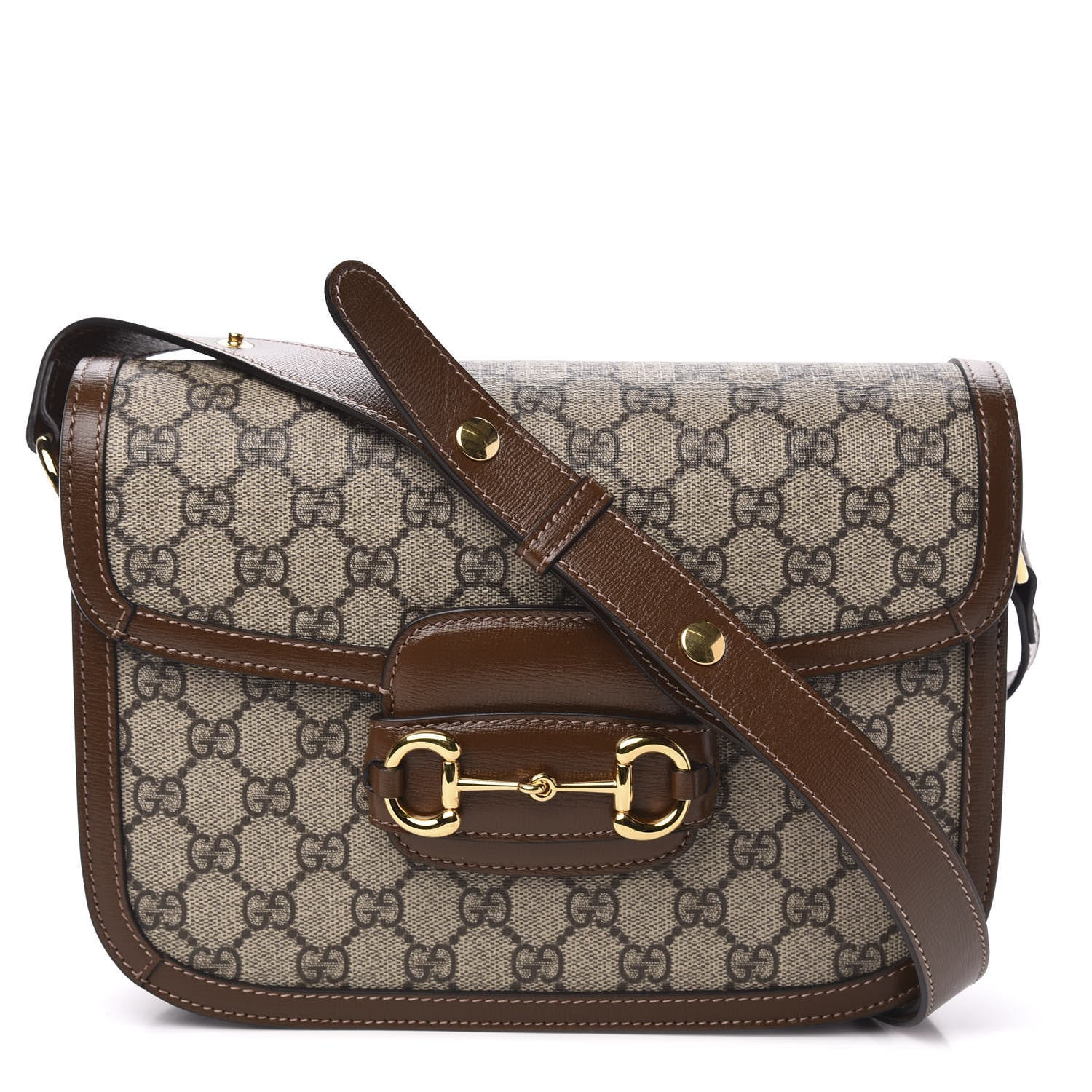 Gucci GG Supreme Monogram Horsebit 1955 Shoulder Bag Beige Brown Sugar 1 of 10