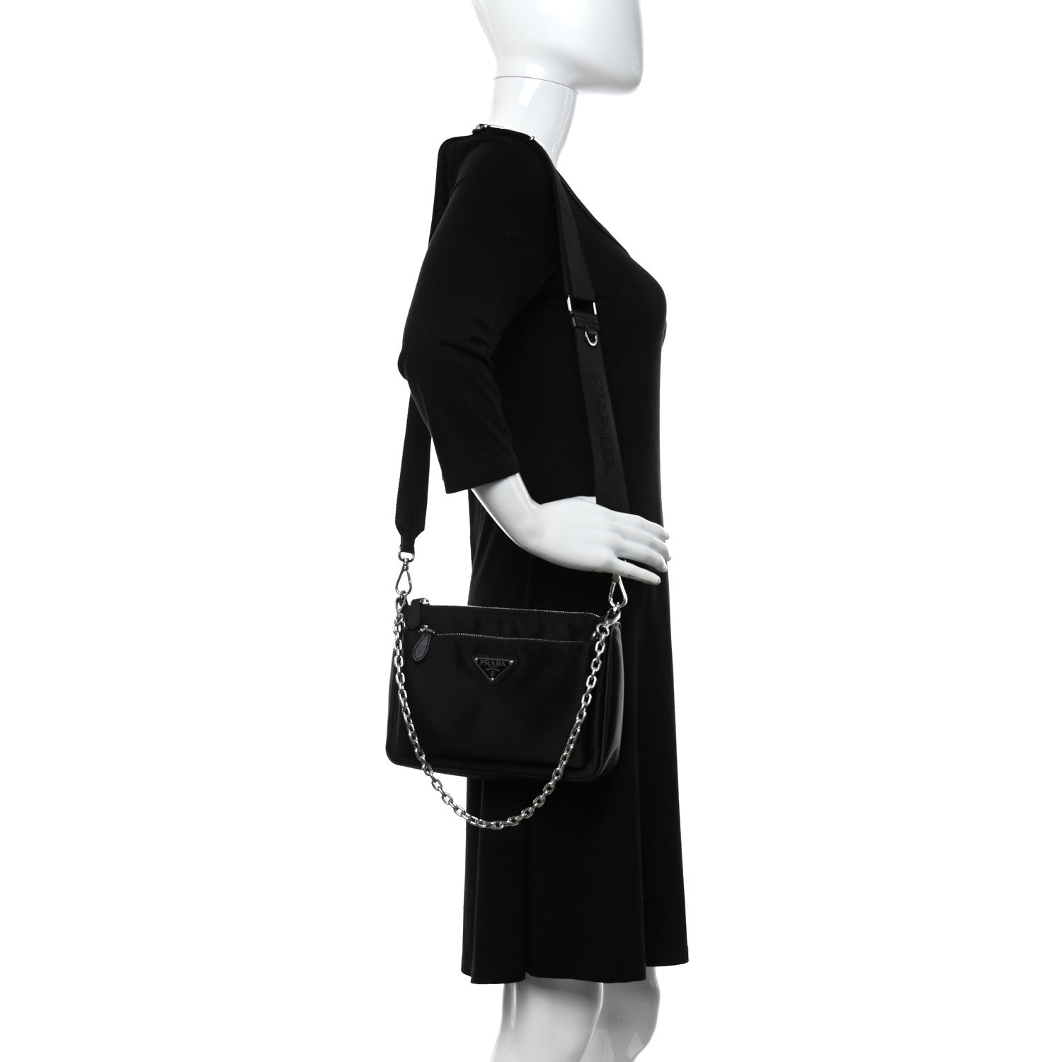 Prada Nylon Shoulder Bag Black 3 of 10