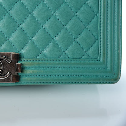 Chanel Calfskin Quilted Large Boy Flap Green 15 of 23