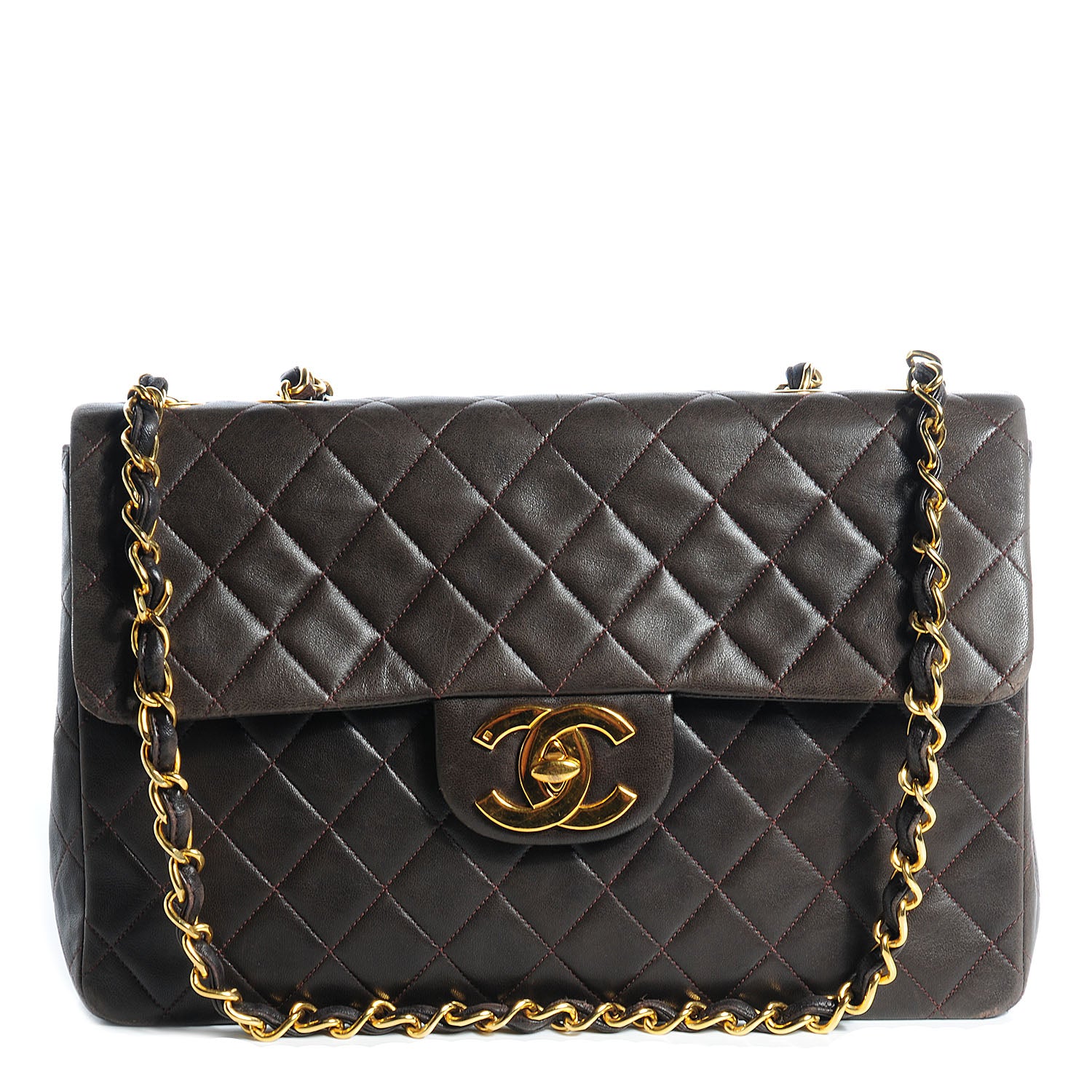 Chanel Lambskin Quilted XL Jumbo Flap Brown 1 of 10