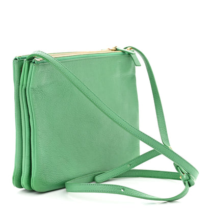 Celine Lambskin Small Trio Crossbody Bag Green 3 of 11