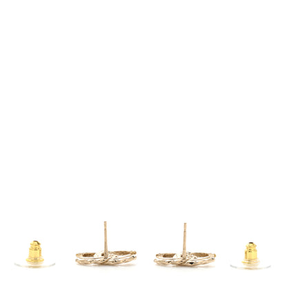 Chanel Crystal Timeless CC Earrings Light Gold 4 of 4