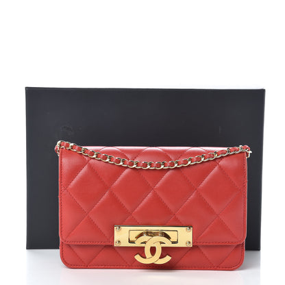 Chanel Lambskin Quilted Golden Class Wallet on Chain WOC Red 12 of 12