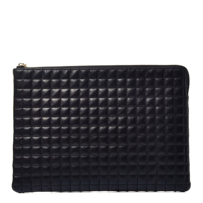 Celine Calfskin Quilted C Charm Pouch Black 1 of 7