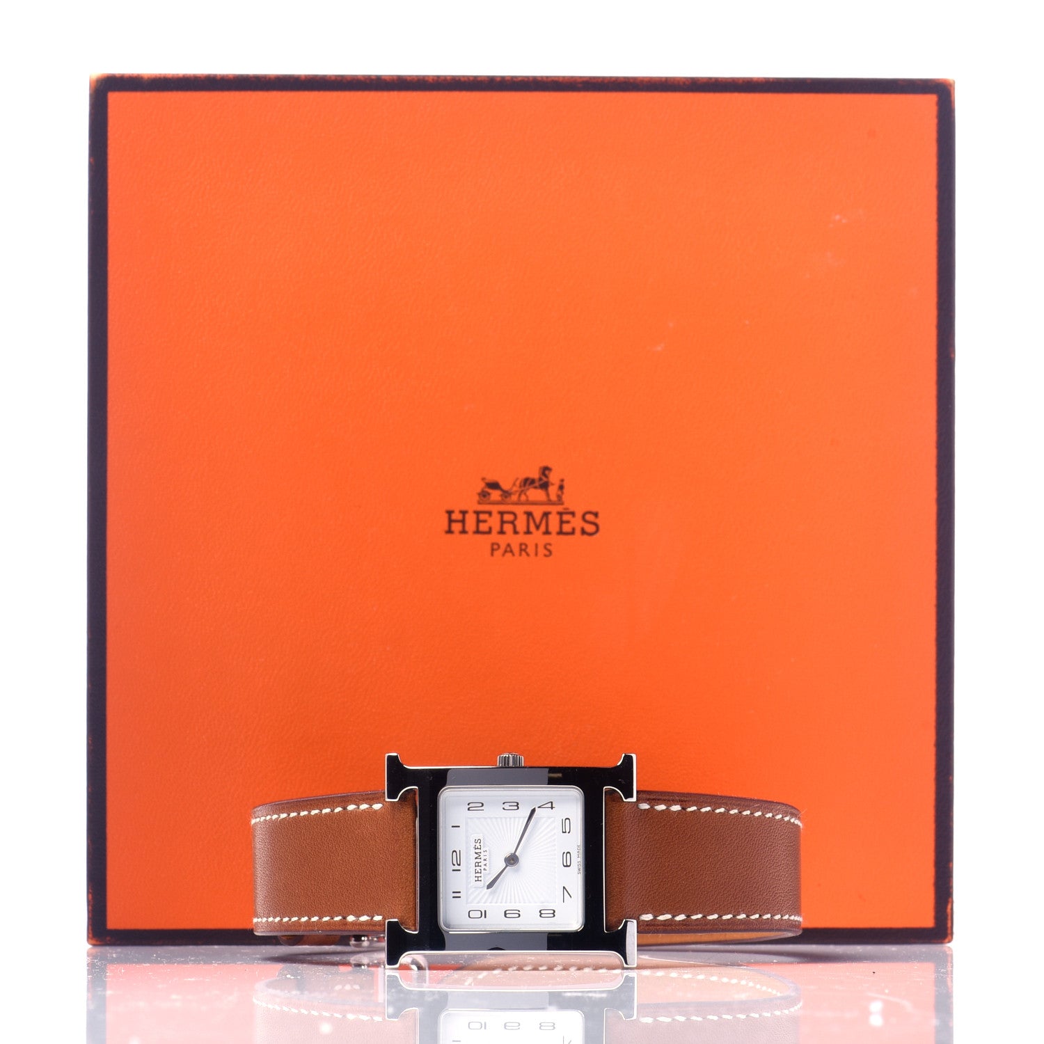 Hermes Stainless Steel Barenia 26mm Heure H Hour Quartz Watch Fauve 6 of 6