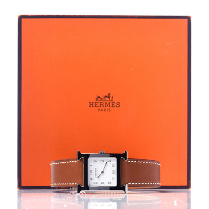 Hermes Stainless Steel Barenia 26mm Heure H Hour Quartz Watch Fauve 6 of 6