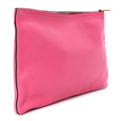 Gucci Pebbled Calfskin Medium Logo Portfolio Clutch Pink Green 3 of 8