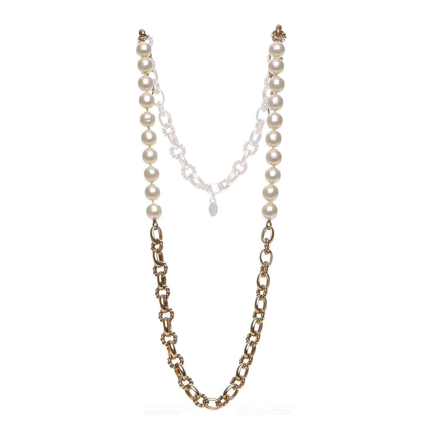 Pearl Chain Long Necklace Gold