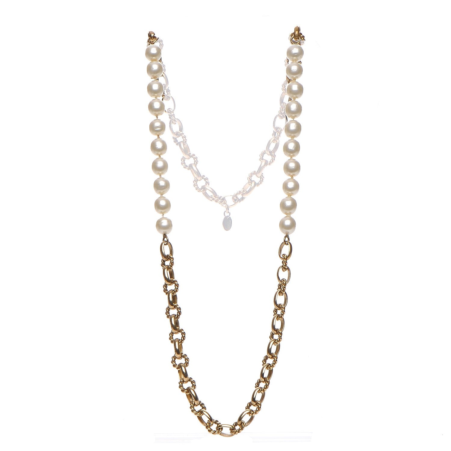 Chanel Pearl Chain Long Necklace Gold 3 of 8