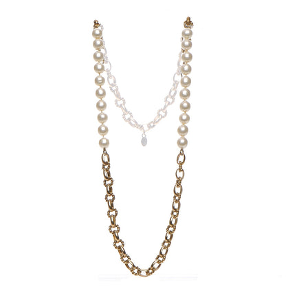 Chanel Pearl Chain Long Necklace Gold 3 of 8