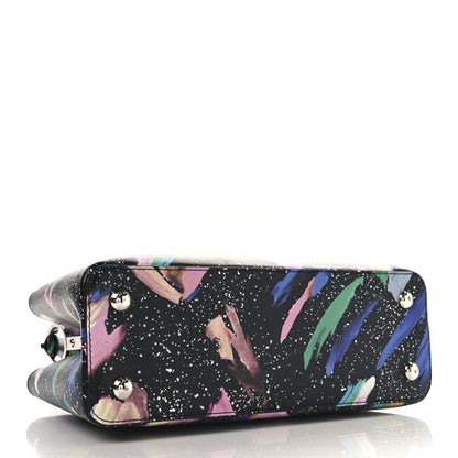 Louis Vuitton Calfskin Splash Print Capucines PM Black 3 of 8