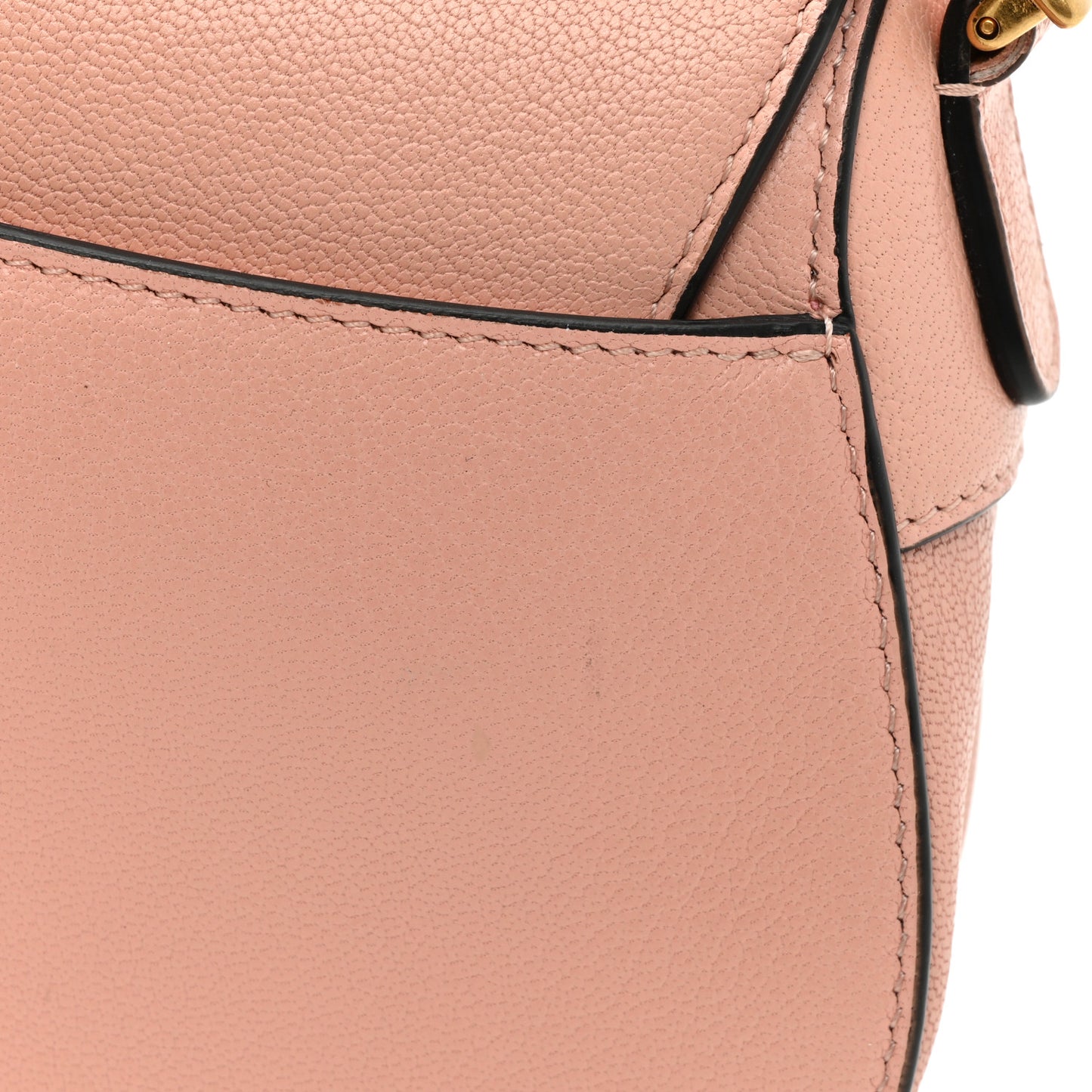 Grained Calfskin Mini Saddle Bag Pink