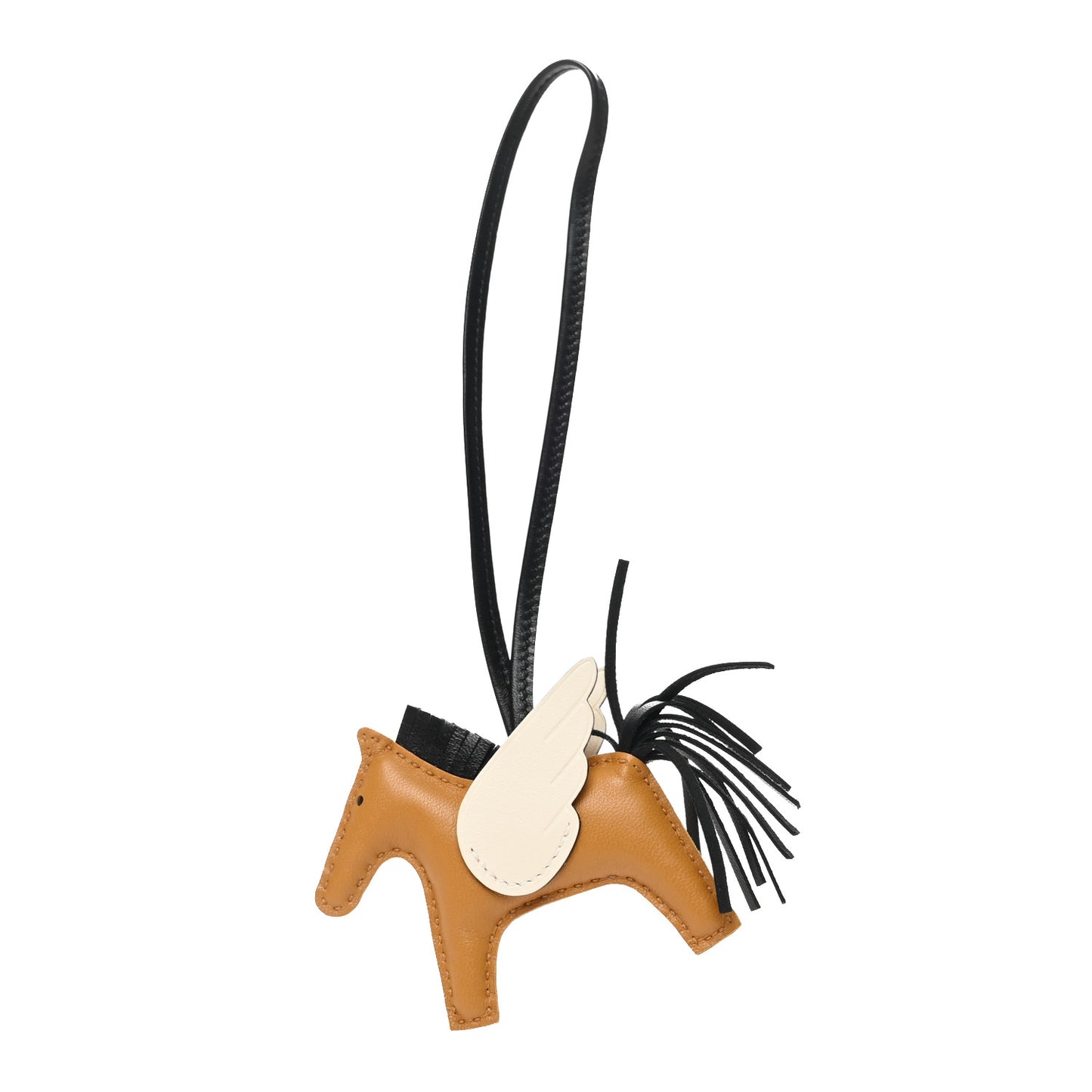 Milo Lambskin Grigri Rodeo Pegase Horse Bag Charm PM Sesame Black Nata