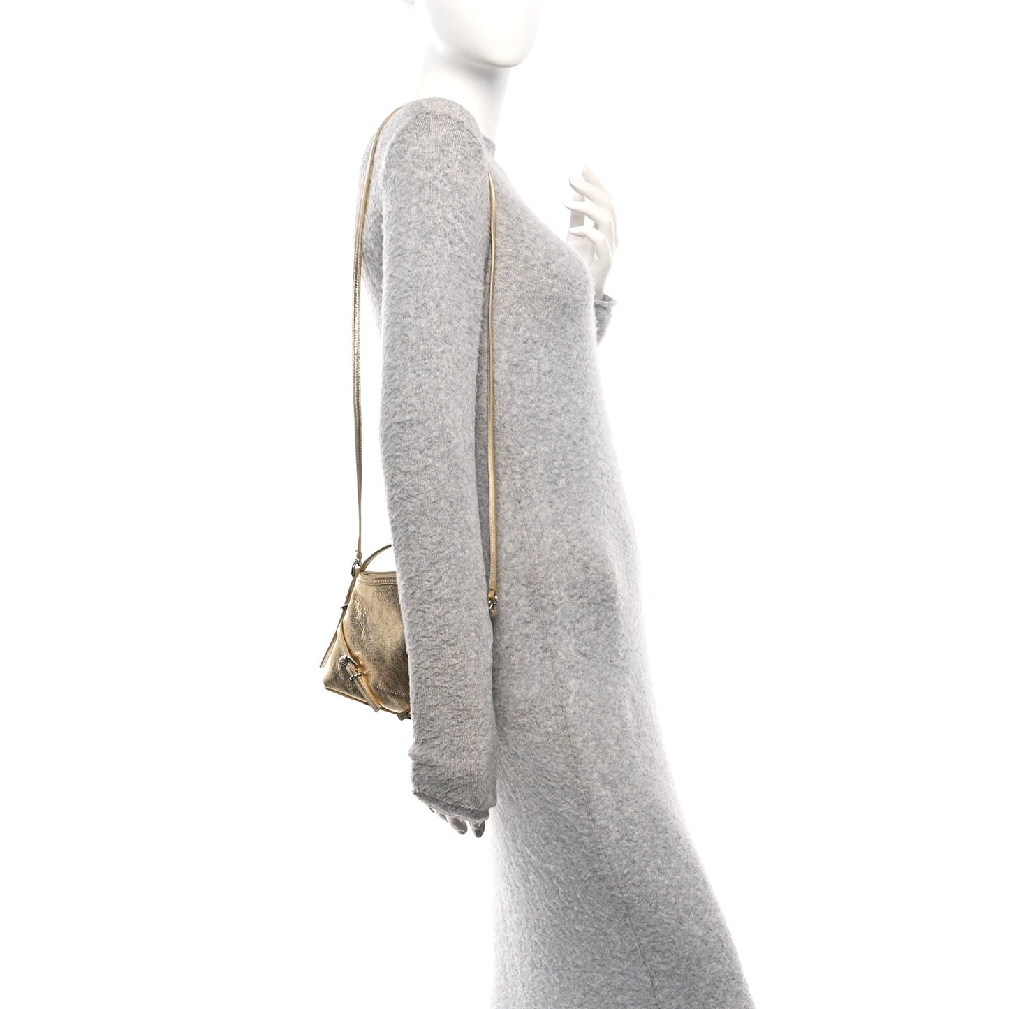 Metallic Tumbled Calfskin Nano Voyou Bag Golden Sand