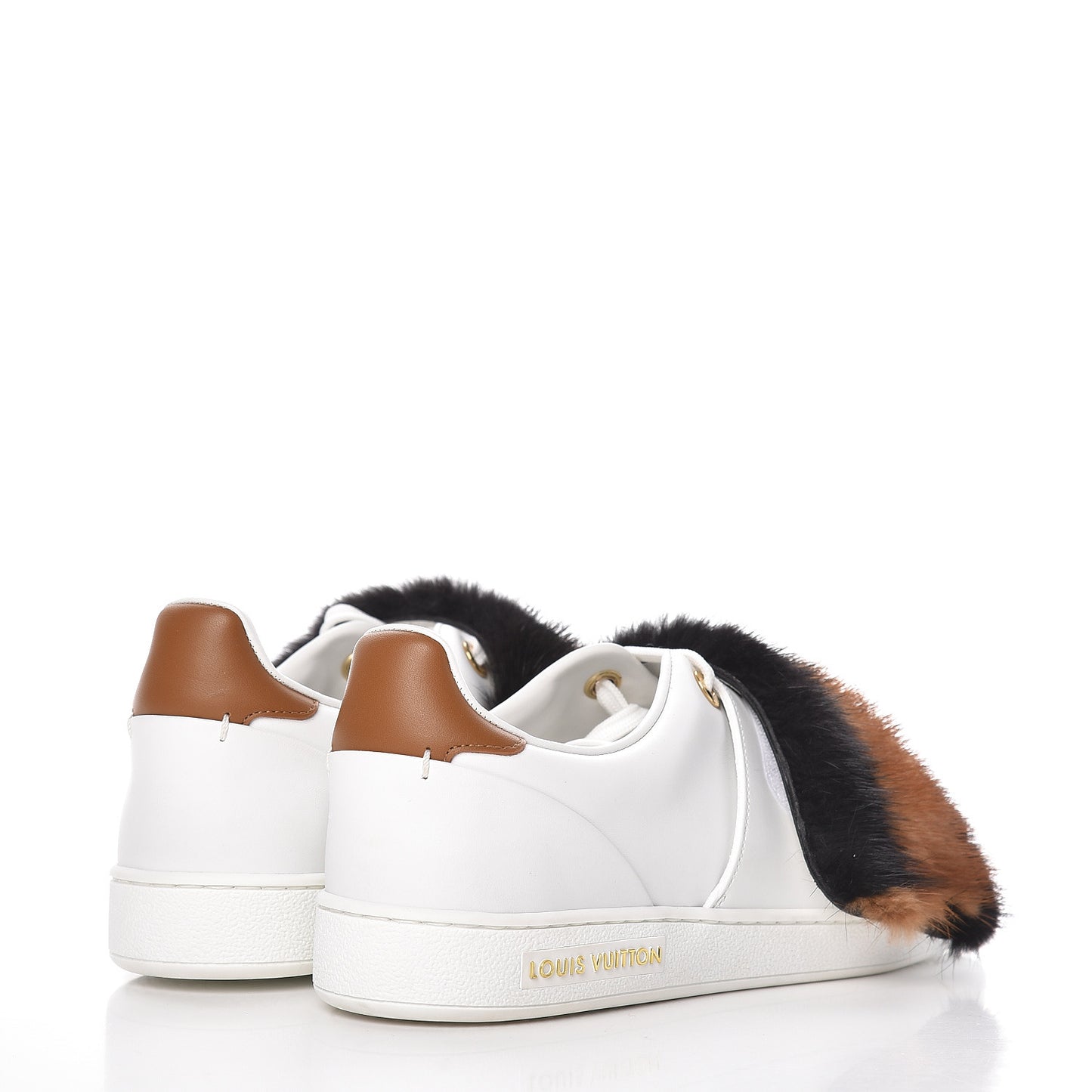 Calfskin Mink Fur Frontrow Sneakers 39 White