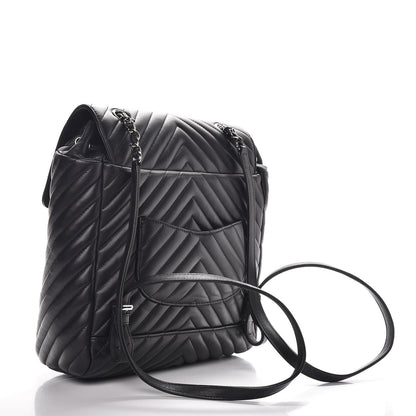 Chanel Calfskin Chevron Quilted Large Urban Spirit Backpack Black 3 of 11