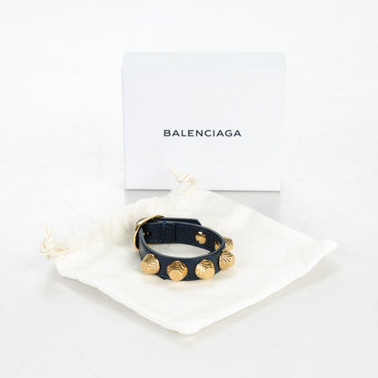 Balenciaga Agneau Giant 12 Gold Hardware Stud Bracelet S Bleu Obscur 5 of 5