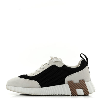 Hermes Air Mesh Suede Goatskin Bouncing Sneakers 35.5 Black White 1 of 9