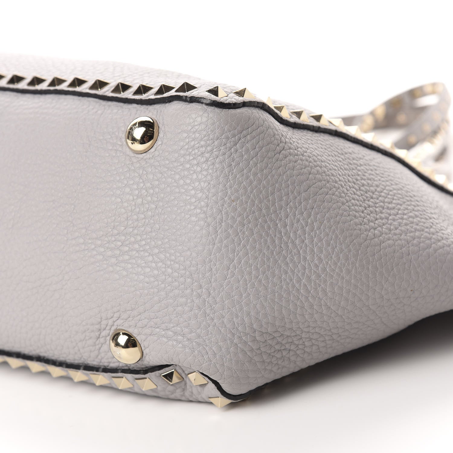 Valentino Garavani Pebbled Calfskin Medium Rockstud Tote Pastel Grey 7 of 11