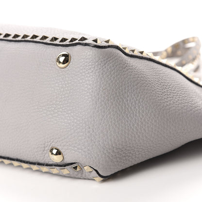 Valentino Garavani Pebbled Calfskin Medium Rockstud Tote Pastel Grey 7 of 11
