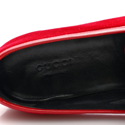 Gucci Velvet Horsebit Womens Jordaan Loafers 37 Hibiscus Red 8 of 9