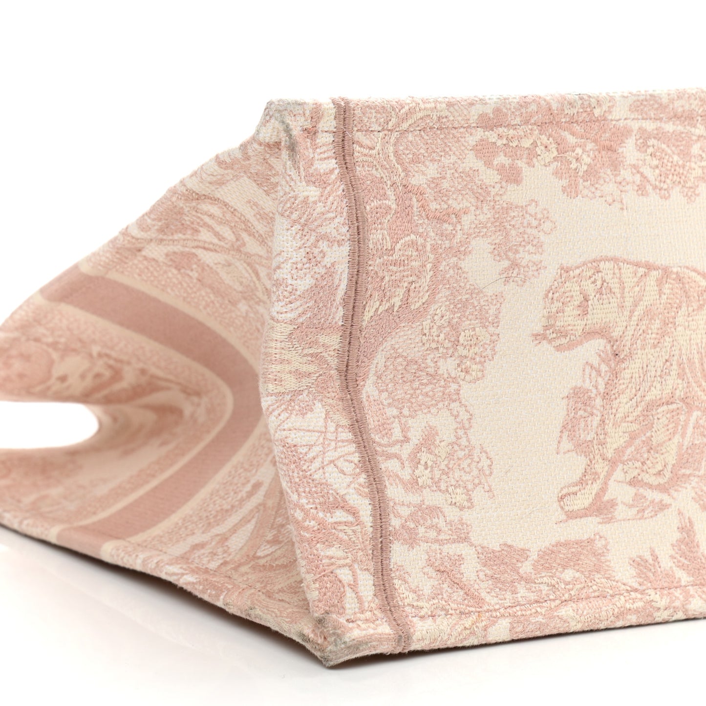 Canvas Toile De Jouy Embroidered Large Book Tote Pink