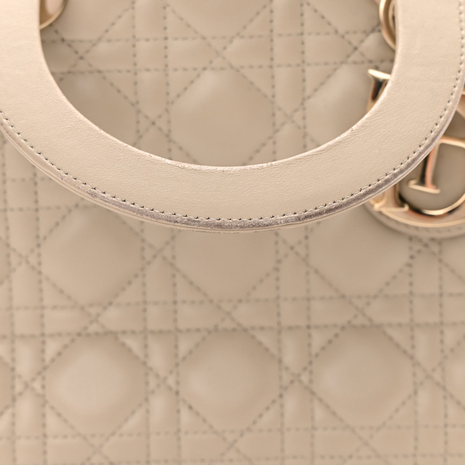 Christian Dior Lambskin Cannage Medium Lady Dior Beige 21 of 24