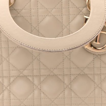 Christian Dior Lambskin Cannage Medium Lady Dior Beige 21 of 24