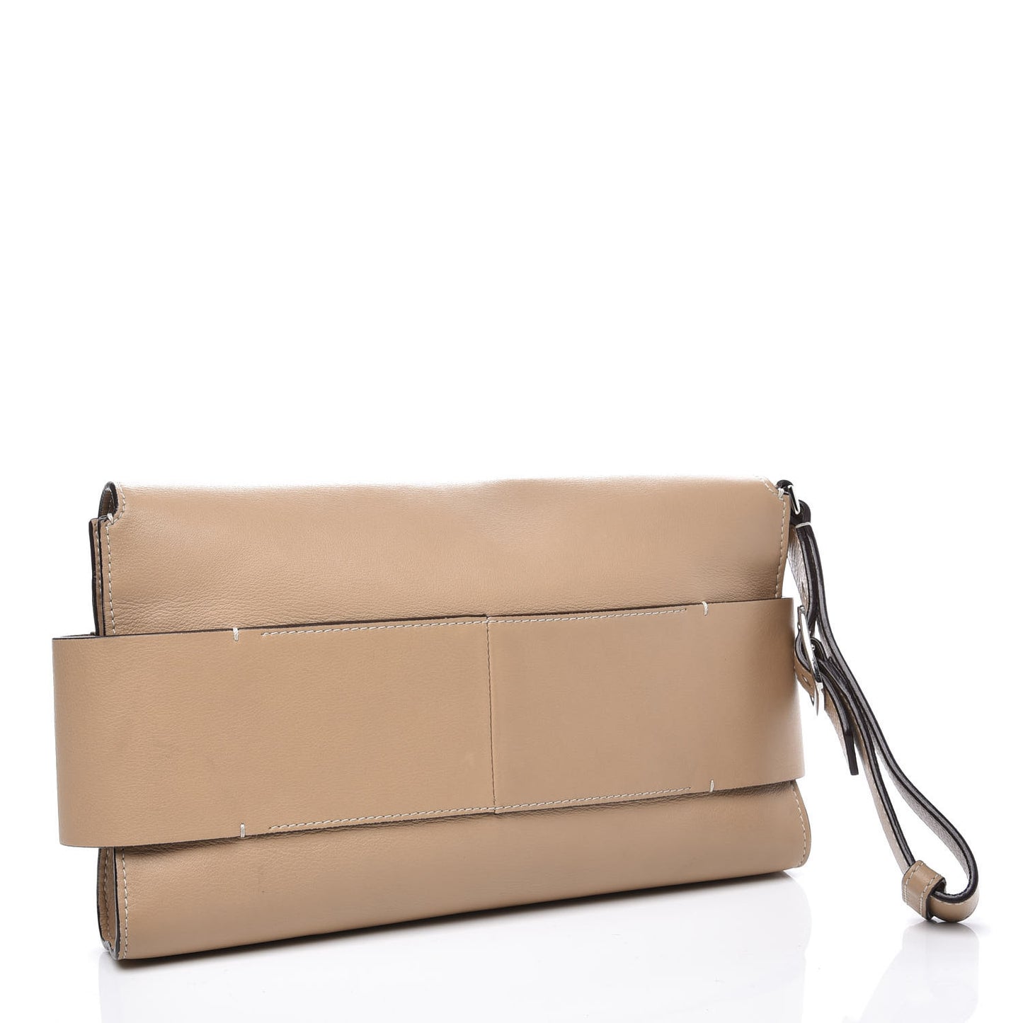Calfskin Flat Evening Clutch Beige