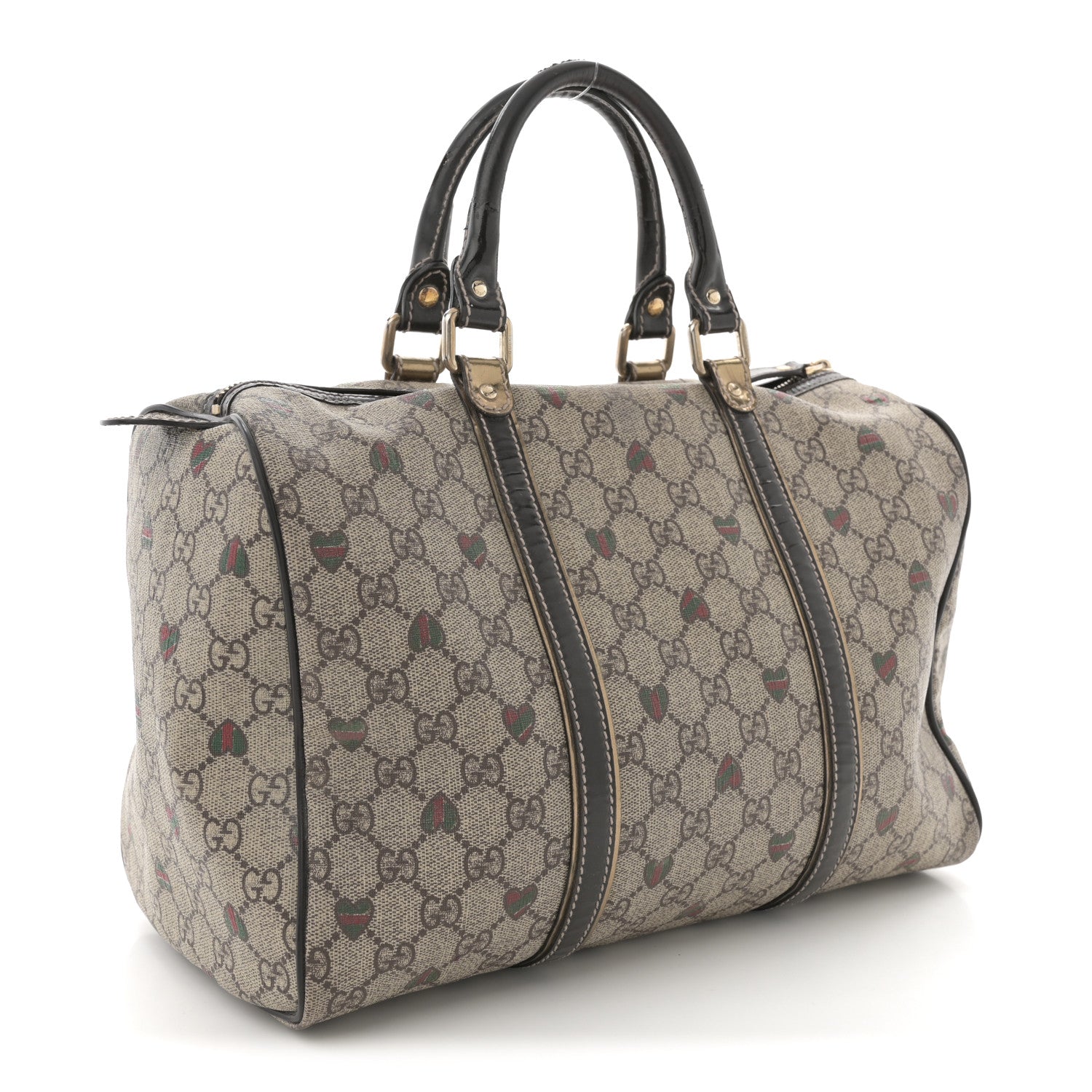 Gucci GG Plus Monogram Hearts Medium Joy Boston Dark Brown 3 of 14