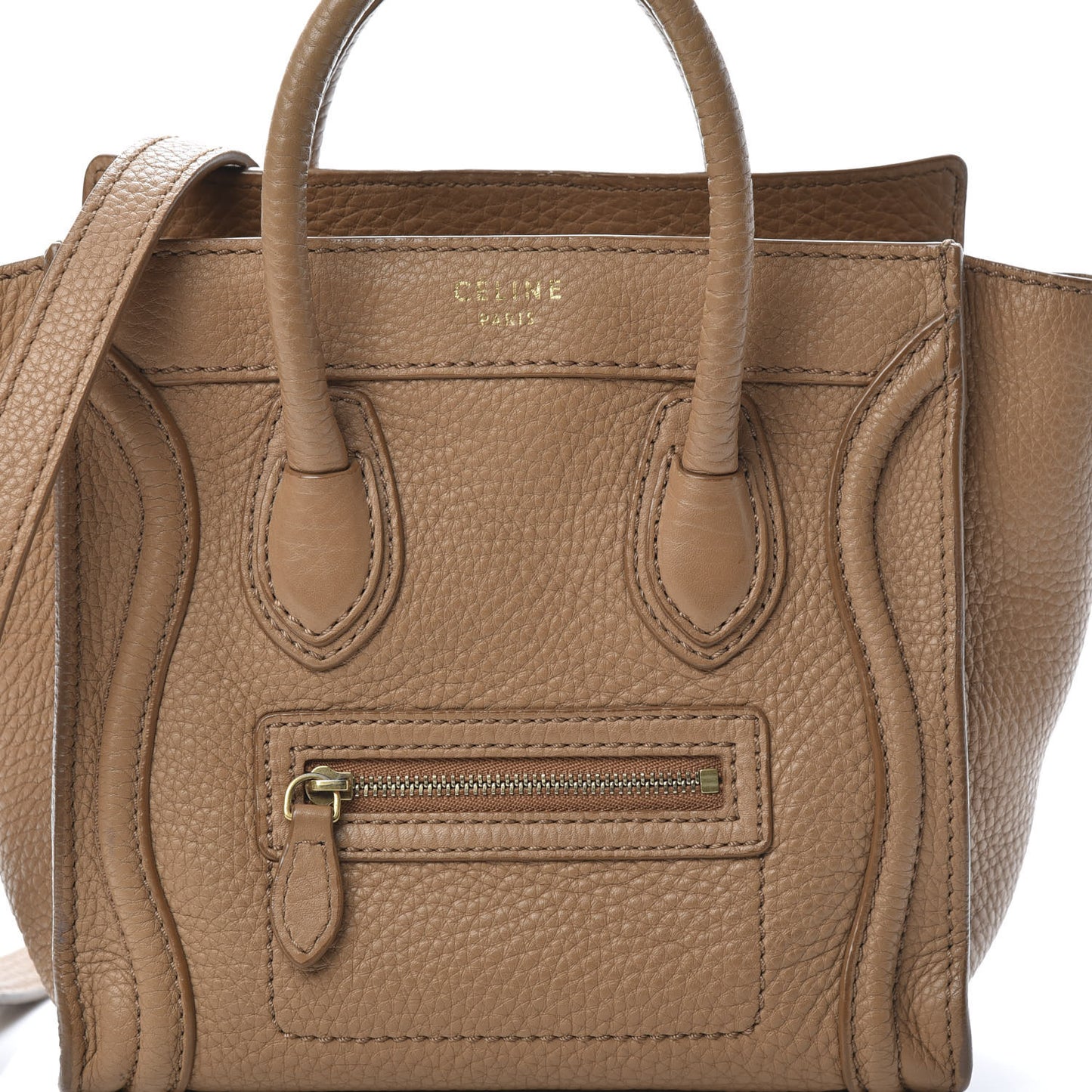 Drummed Calfskin Nano Luggage Camel