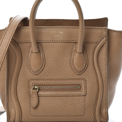 Celine Drummed Calfskin Nano Luggage Camel 8 of 13