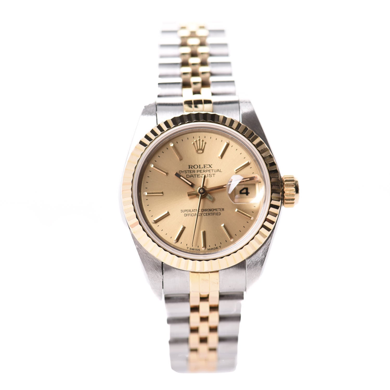 Rolex Stainless Steel 18K Yellow Gold 26mm Oyster Perpetual Datejust Watch Champagne 69173 1 of 6