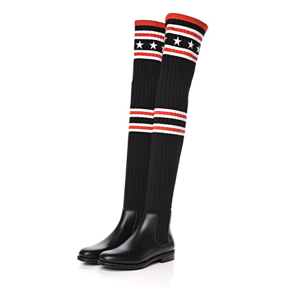Givenchy Knit Rubber Storm Over The Knee Boots 37 Black 3 of 6
