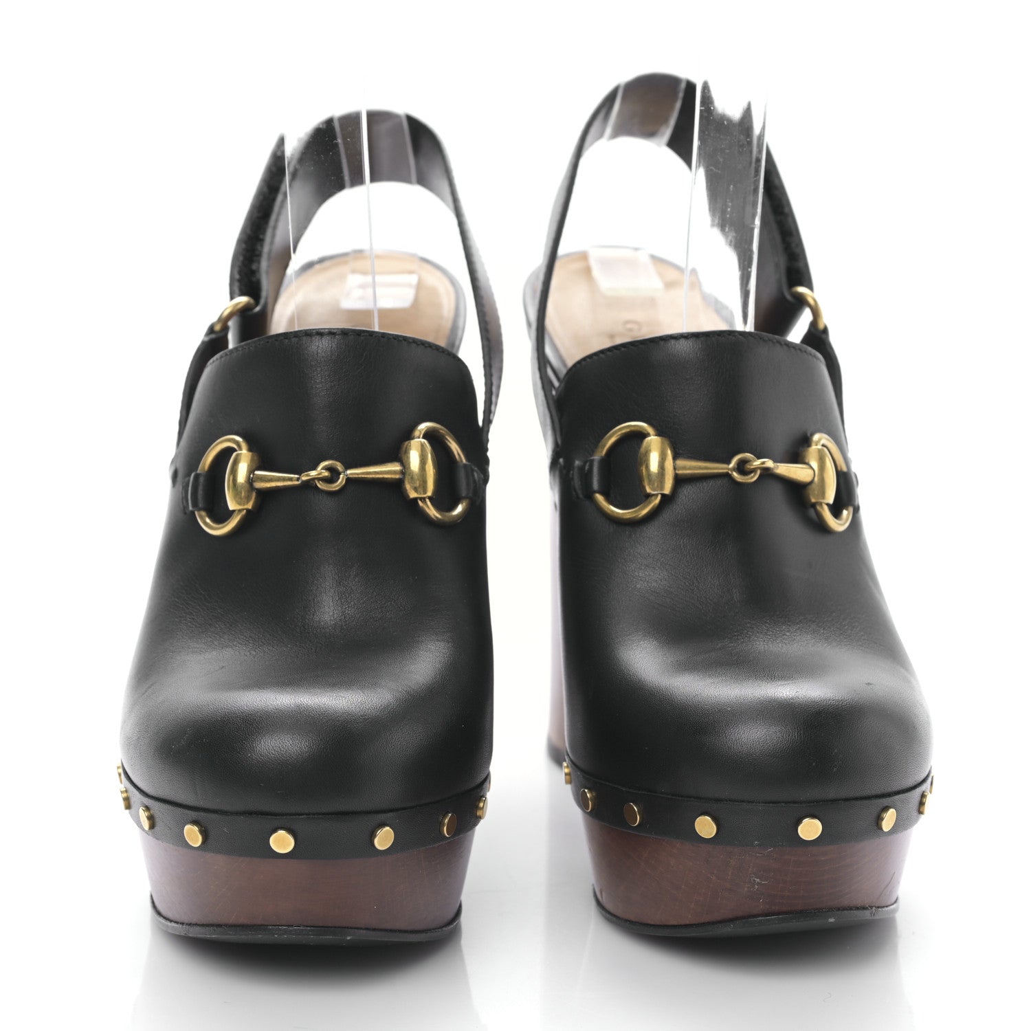 Gucci Betis Calfskin Horsebit Amstel Platform Slingback Clogs 36.5 Black 2 of 8