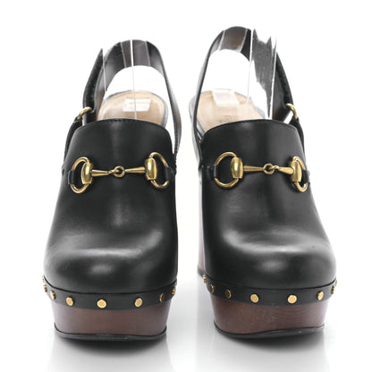 Gucci Betis Calfskin Horsebit Amstel Platform Slingback Clogs 36.5 Black 2 of 8