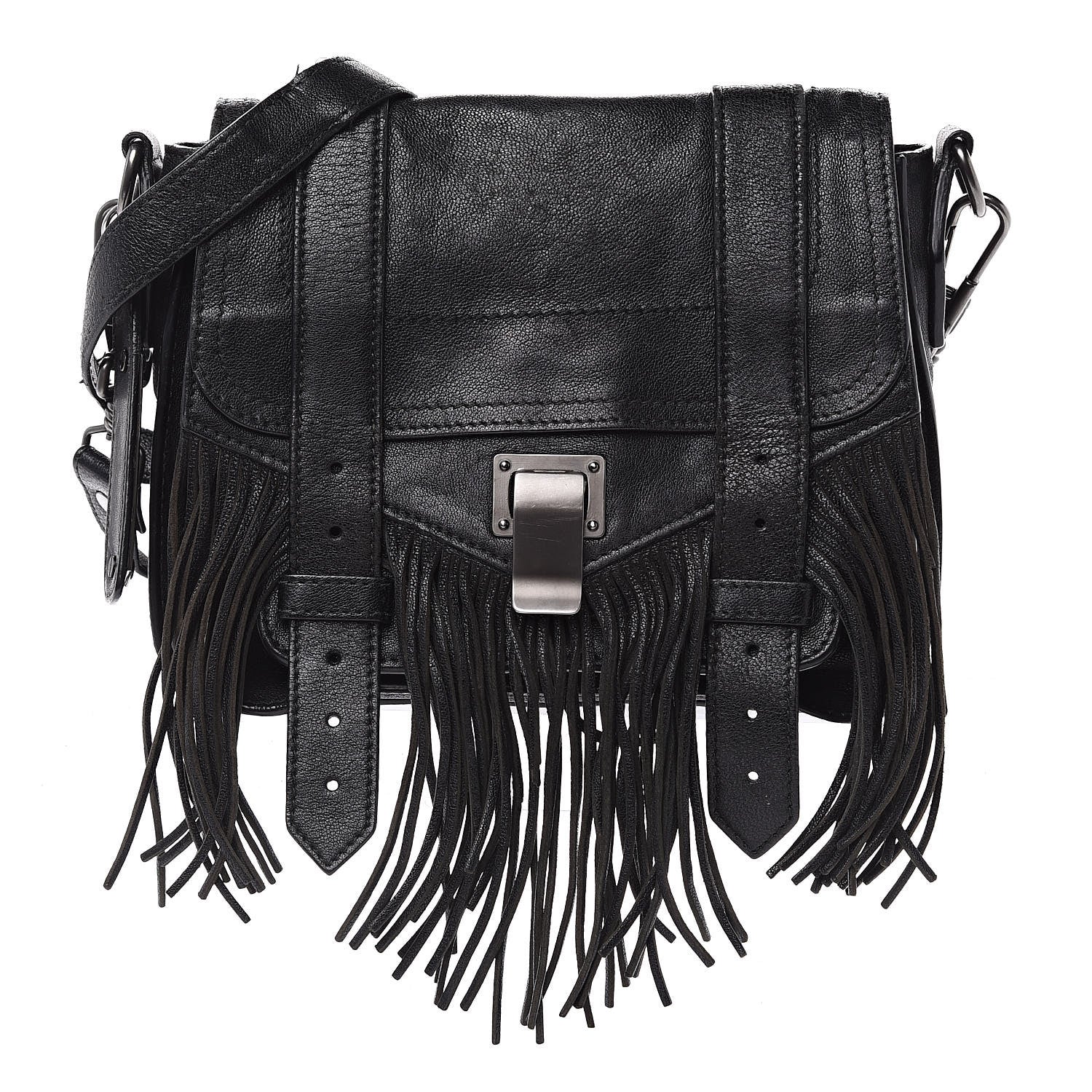 Proenza Schouler Lambskin Fringe PS1 Crossbody Pouch Black 1 of 13